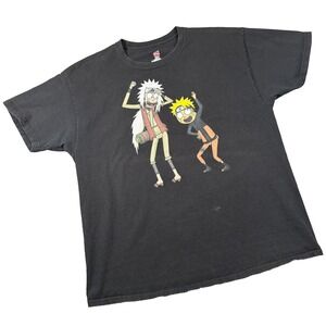 Rick and Morty Naruto Mashup T-Shirt Hanes XL Black Jiraiya‎ Kakashi Design